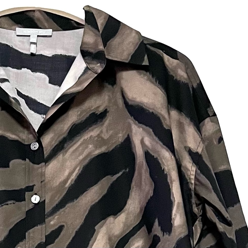 Hinson Wu Women’s Larissa Long Sleeve Abstract Zebra Shirt Size Medium Oversized - Picture 6 of 12